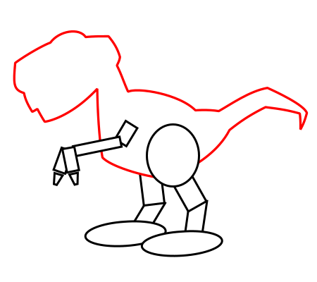 Drawing a cartoon dinosaur