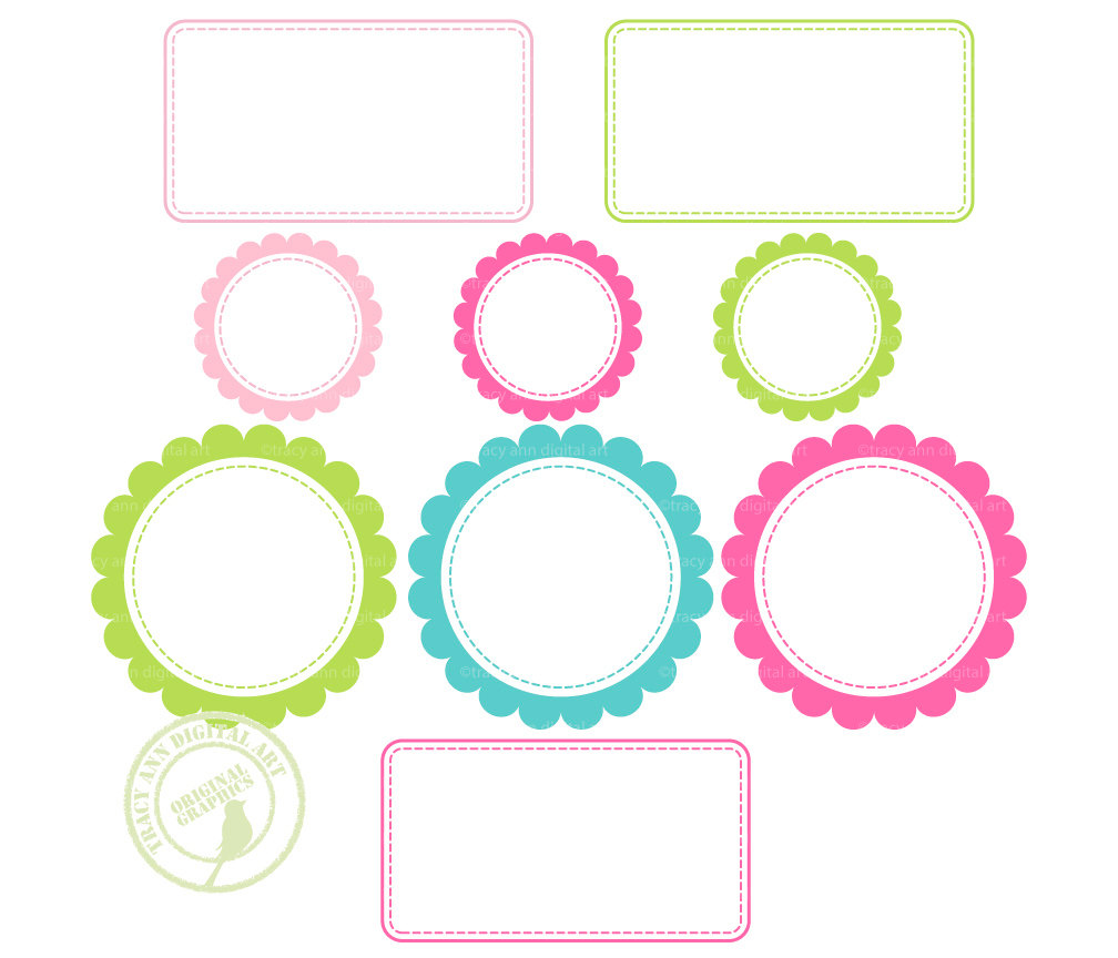 Jellybean Label Clip Art Hot Pink Aqua and by TracyAnnDigitalArt