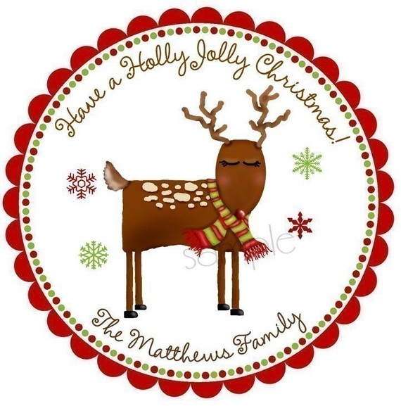 Personalized Christmas Stickers Whimsical by LittlebeaneBoutique