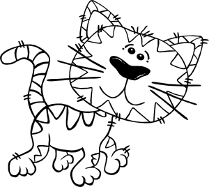 Cartoon Cat Walking Outline clip art Free Vector
