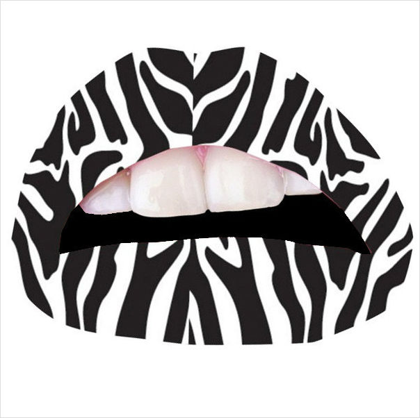 Zebra Print Lip Transfer Pack 2 lip tattoos with free shipping on ...