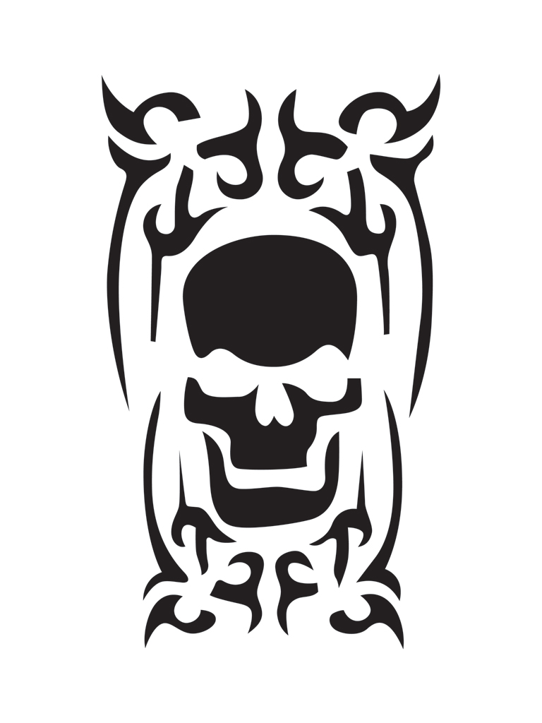 Skull Inside Spiked Flames Tattoo Stencils are Ideal for Glitter ...
