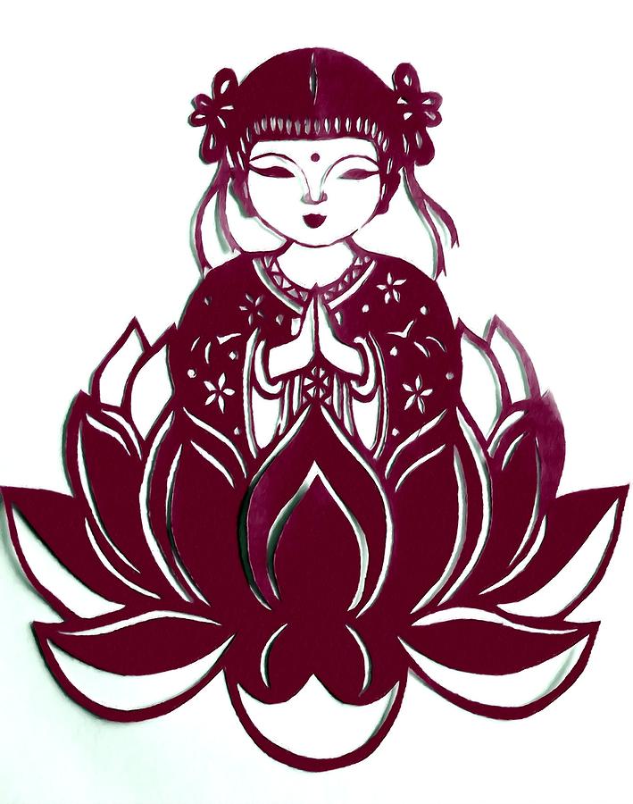 girl-sitting-lotus-flowers- ...