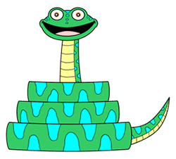 Cute & Coiled Cartoon Snake