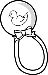 Baby Rattle Clipart Image - Outline Of A Baby Rattle With A Duck ...
