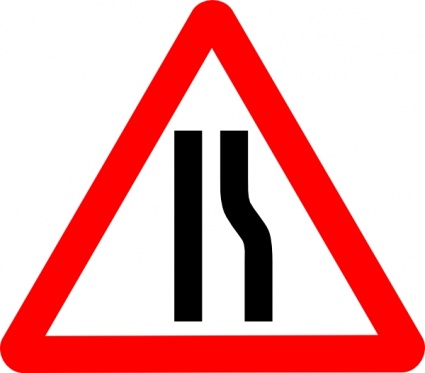 Road Narrows Sign clip art vector, free vectors