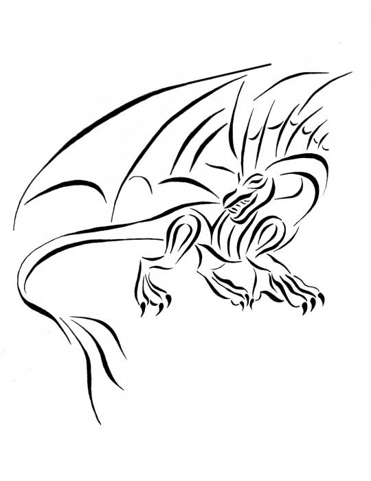 Medievil Dragon Tribal Line Greeting Card by Tina Barnash
