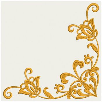 Embroidery Designs - Heart Floral Damask Corner(