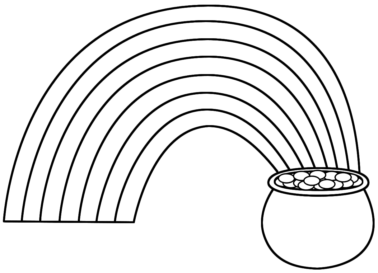 Rainbow and Pot of Gold - Coloring Page (Nature)