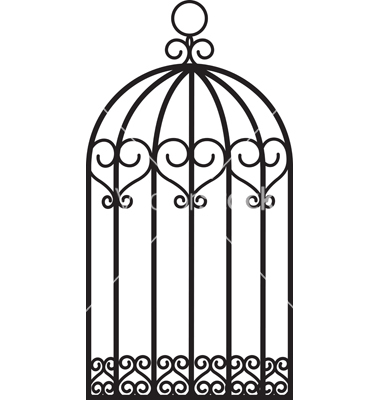 Bird in cage silhouette clipart