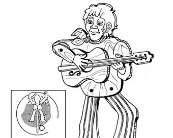 Guitar drawing | Etsy