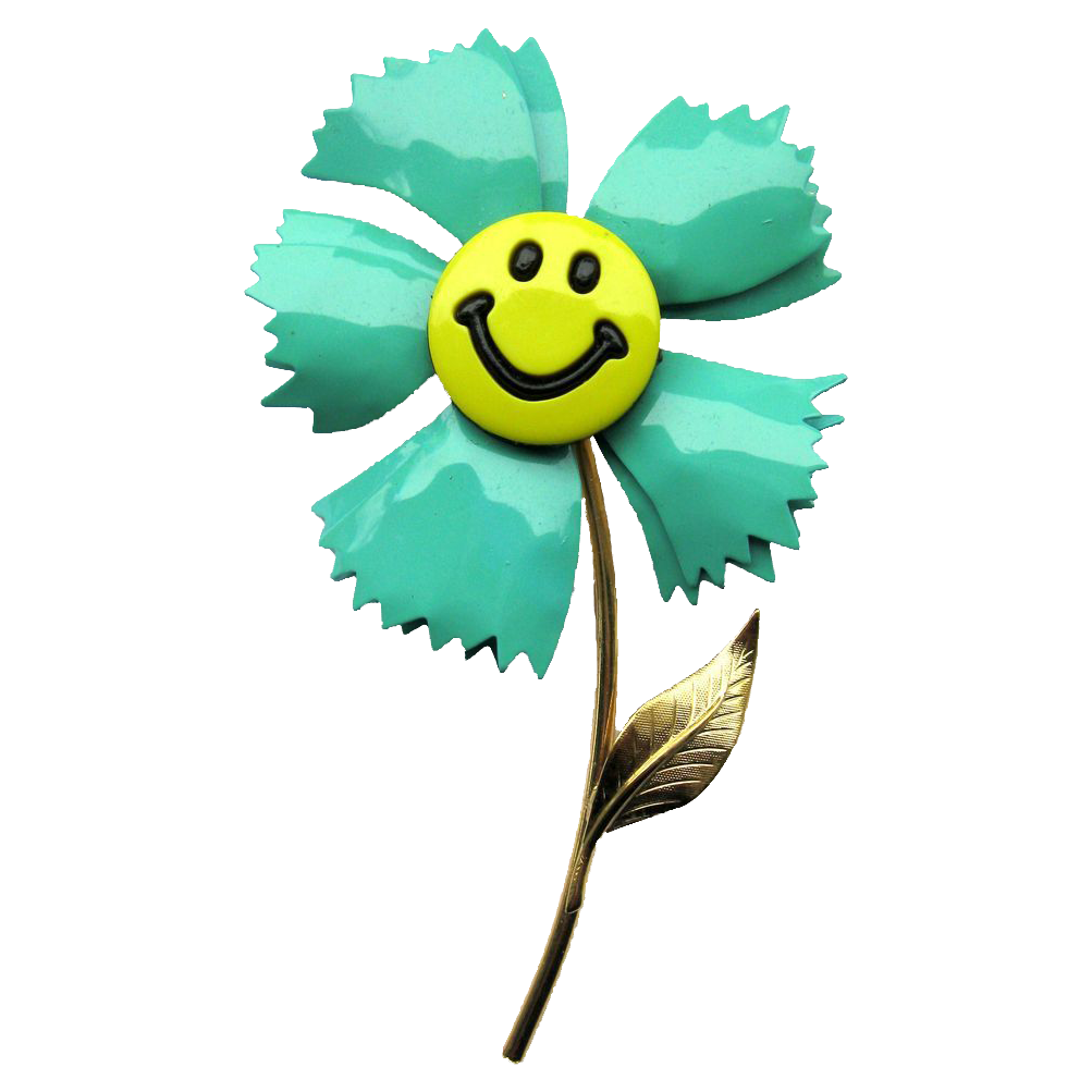 Vintage Smiley Face Flower Brooch from jordyb on Ruby Lane