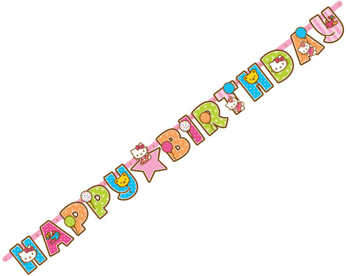 Hello Kitty Add Age Birthday Letter Banner - Hello Kitty Party ...