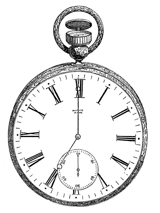 Vintage Clip Art - Antique Pocket Watch - The Graphics Fairy