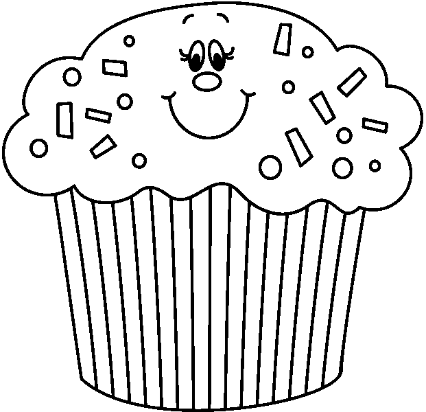 Cute Cupcake Outline Clipart