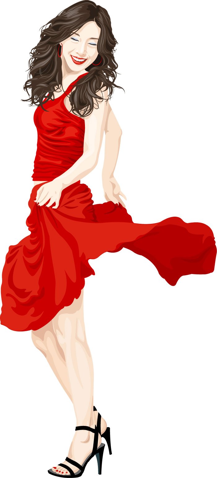 Korean girl in red makeup cartoon characters vector material ...