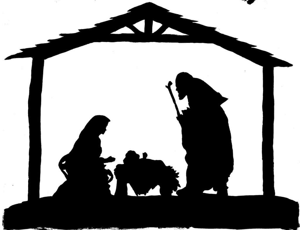 Nativity scene clipart black white