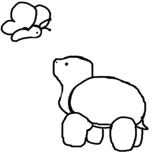 Turtle and Butterfly outline