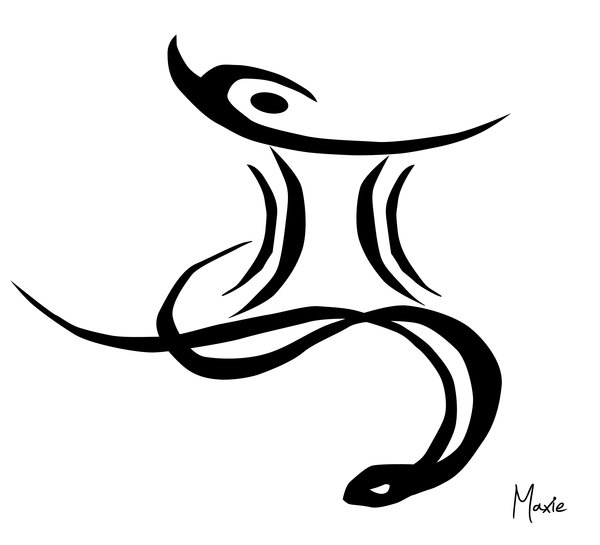 Tribal Black Gemini Tattoo Design With White Background ...