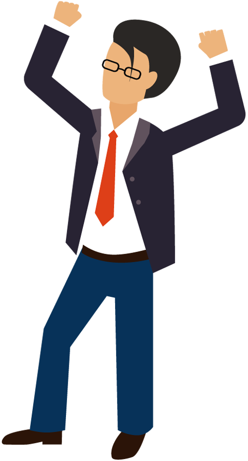Cartoon Business Man Excited Hold Hands Up | 1designshop