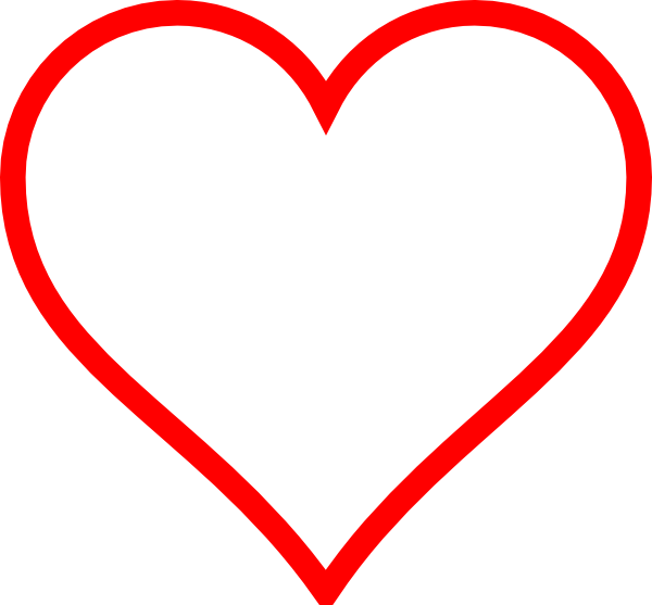 White Heart W/ Red Outline Clip Art - vector clip art ...