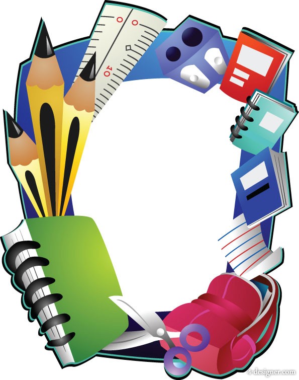 4-Designer | Cartoon school supplies 04 Vector