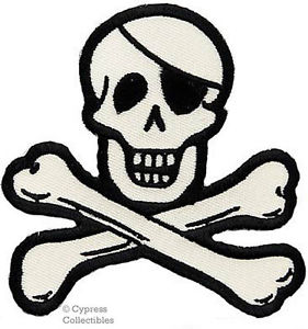 PIRATE LOGO iron-on PATCH Embroidered Skull Crossbones JOLLY ROGER ...