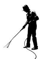 Man Pressure Washing Clipart