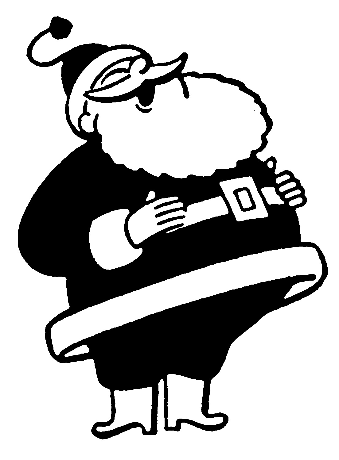 Vintage Santa Black And White Clipart