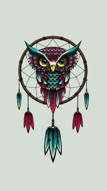 Download Wallpaper 360x640 Owl, Bird, Dreamcatcher, Art Nokia ...