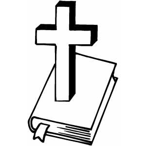 Cross And Bible Coloring Page