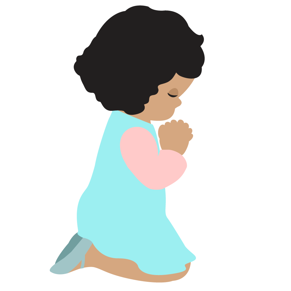 Children pray to god clipart