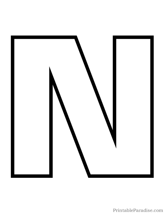 Printable Letter N Outline - Print Bubble Letter N
