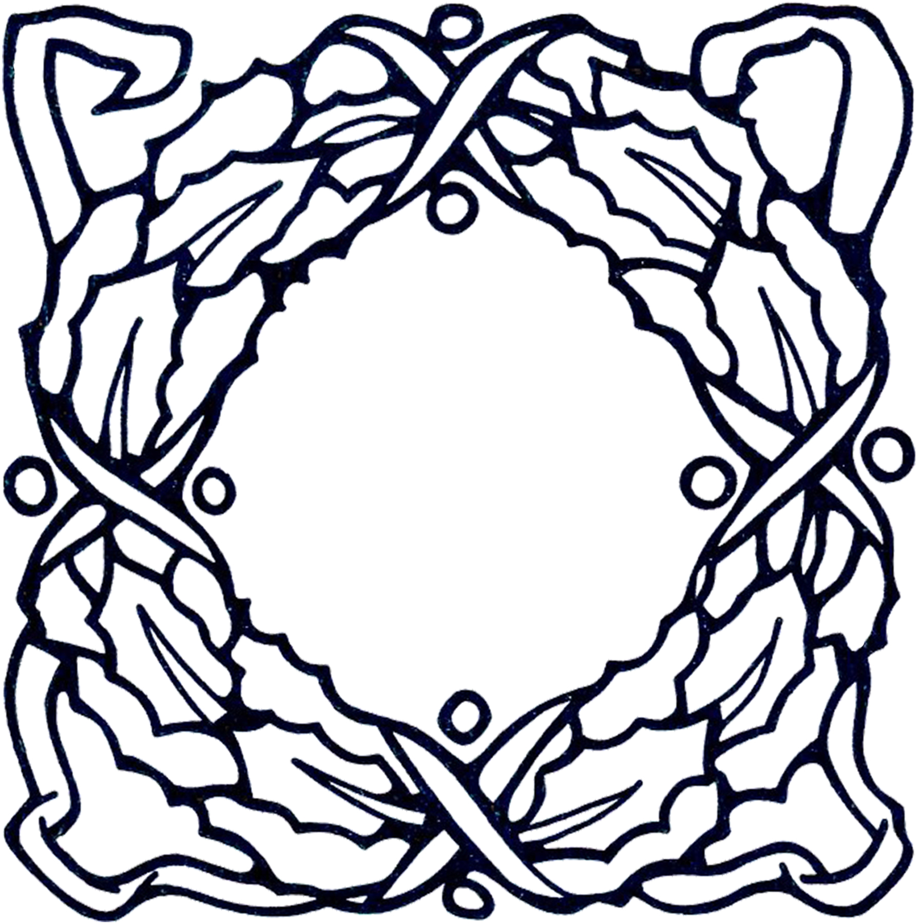 Vintage Christmas Wreath Clip Art - The Graphics Fairy