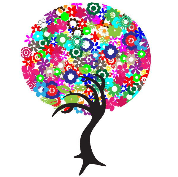 Free Colorful Flowers Tree Vector | 123Freevectors
