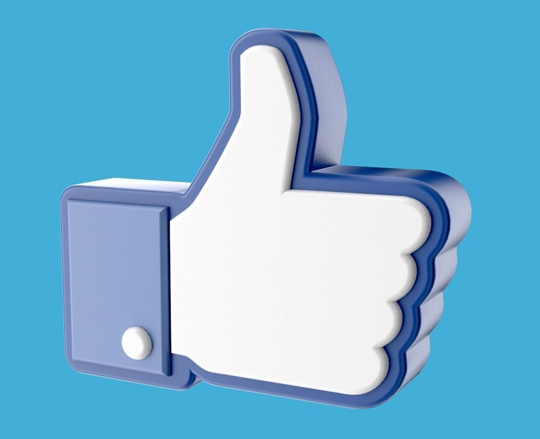 Facebook like thumb up hand icon 3D 3D Model OBJ BLEND MTL ...