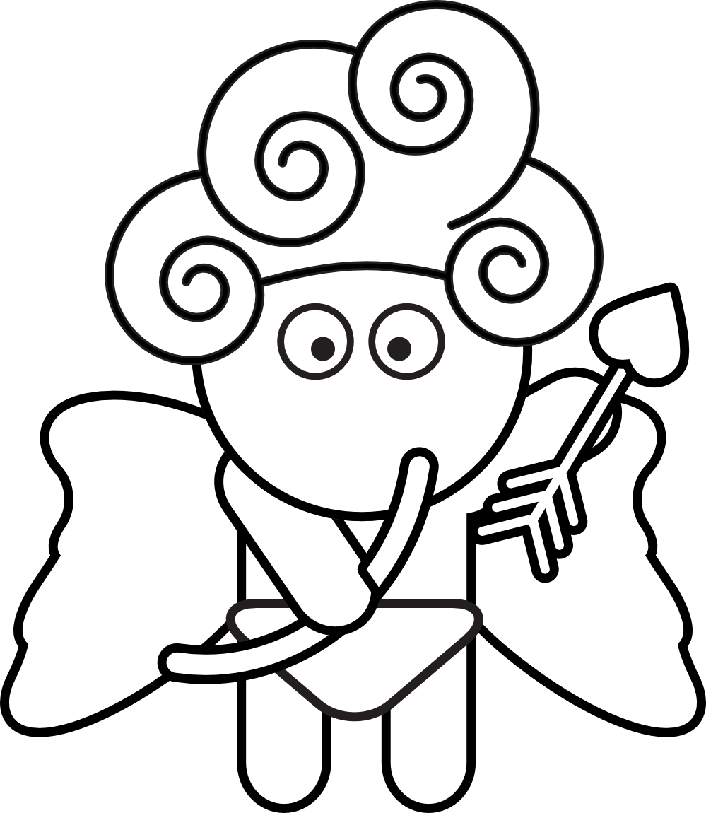 Clip Art: cupid black white line studiofibonacci ...