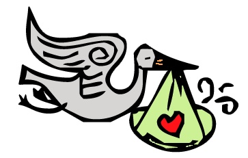 Baby and stork clipart