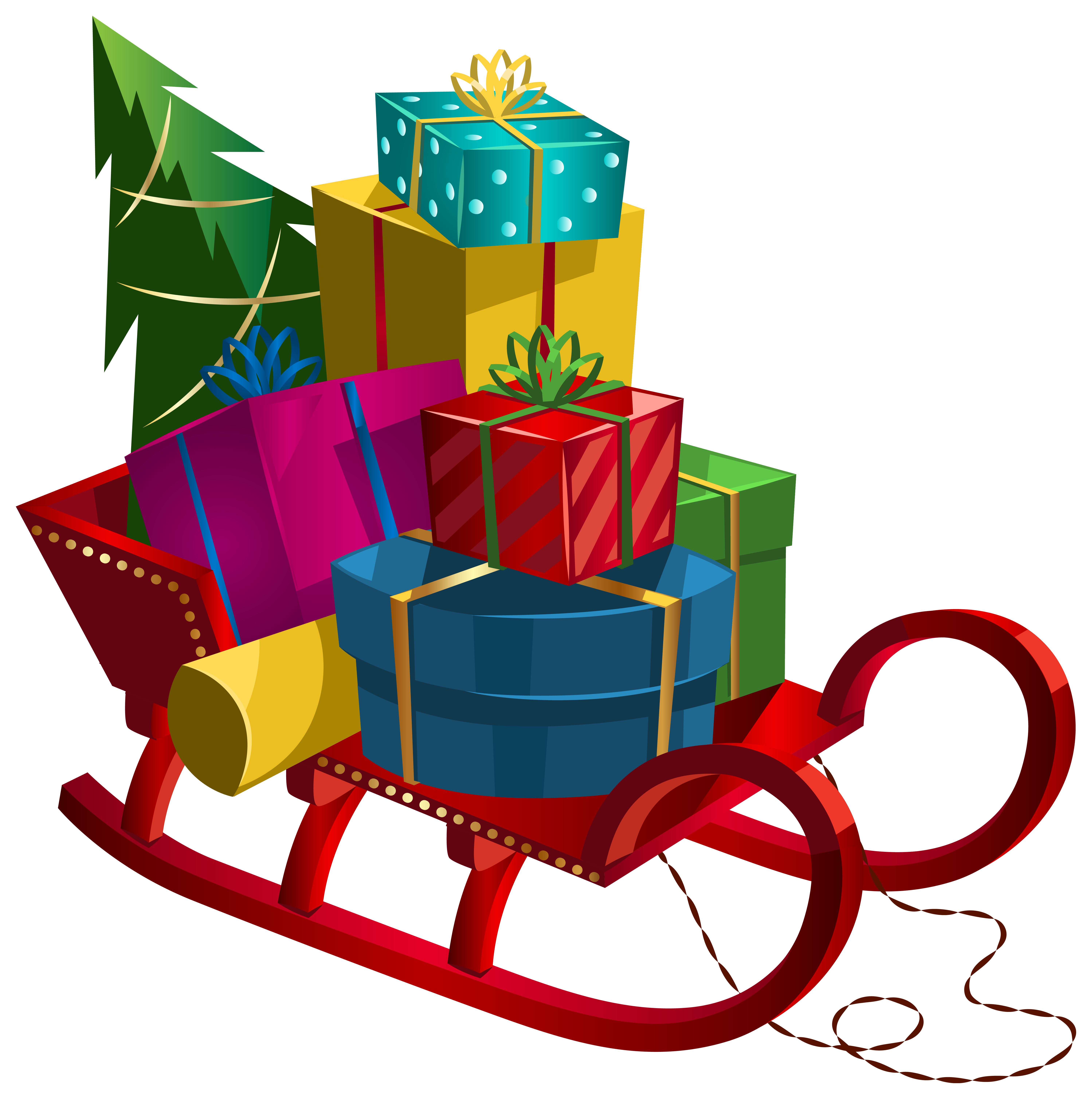 Christmas Sleigh with Gifts PNG Clip-Art Image