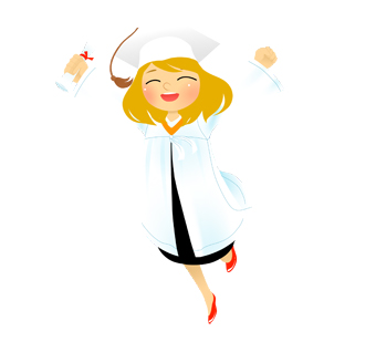 Graduation Girl Leaping clip art