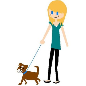 girl walking a dog (drawn by me!) - Polyvore