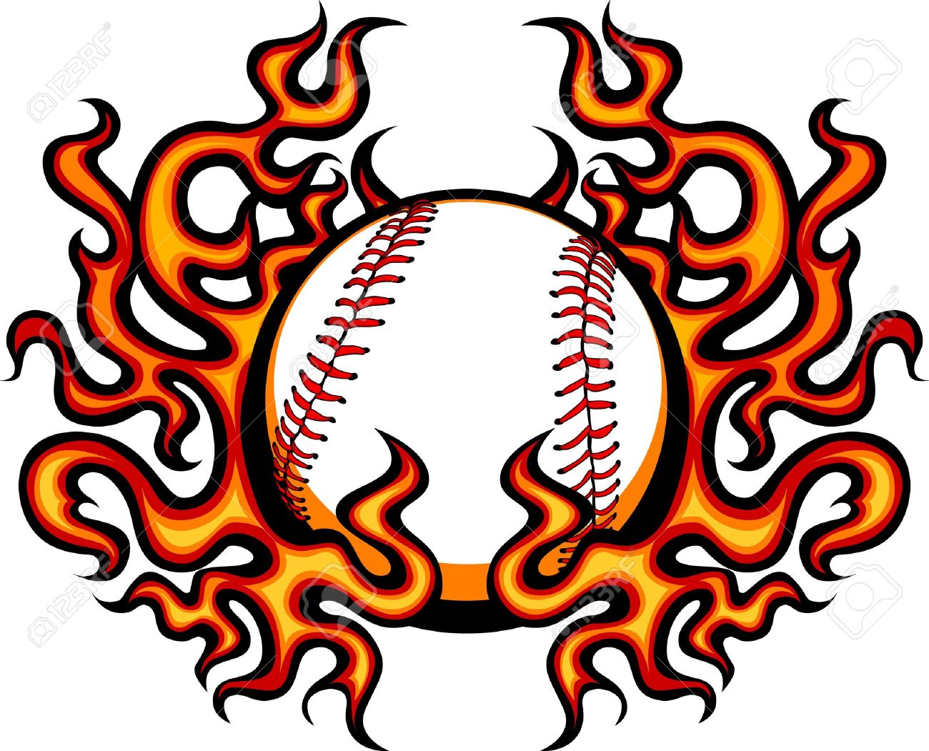 Flaming Baseball Clipart