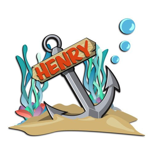 ZWalls Store - ZWalls Custom Named Anchor with Seaweed 3D Cartoon ...