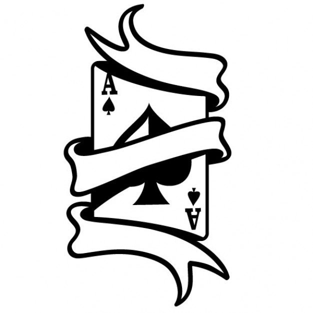 Ace card wrapped in a ribbon in black and white Vector | Free Download