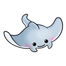Stingray clipart black and white on sea floor