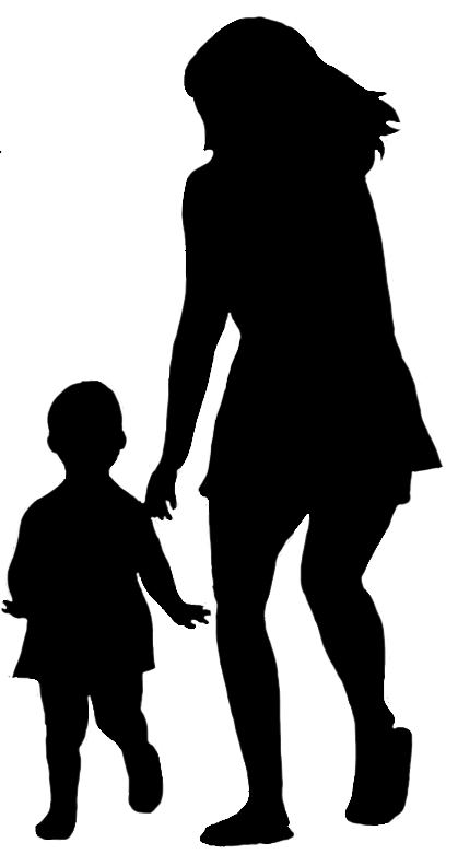 Child silhouette man clipart black and white