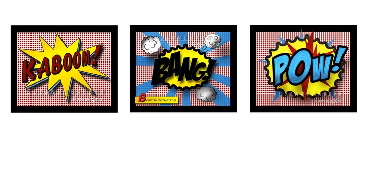 8 x 10 Boy Pop Art Prints-"KABOOM, BANG, POW" sound effects in ...