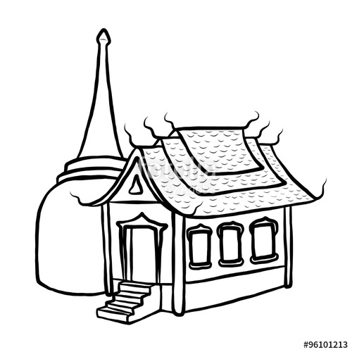 buddha / cartoon vector and illustration, black and white, hand ...