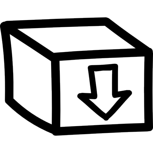Box with an arrow sign pointing down hand drawn symbol Icons ...