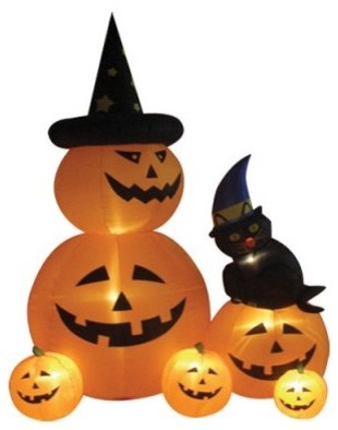 BZB Goods 8 Foot Animated Inflatable Pumpkins and Black Cat